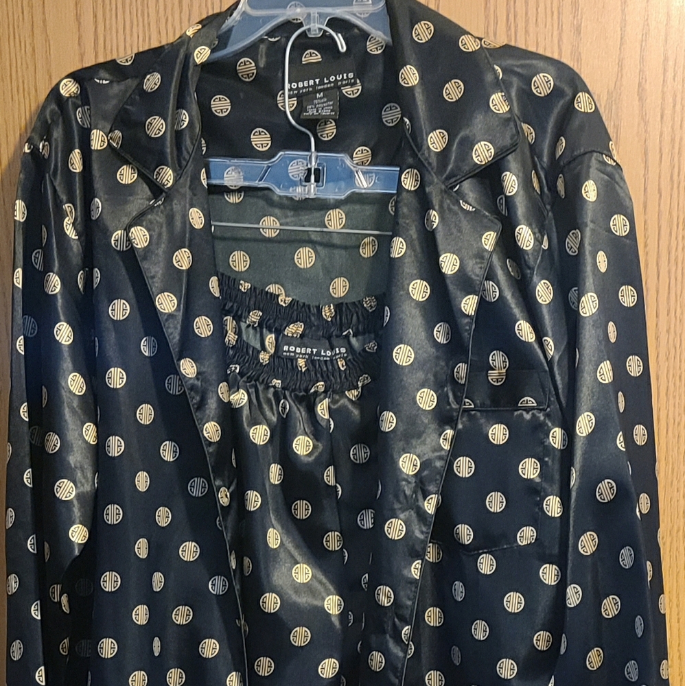 The man's silk and polyester pajamas